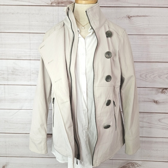 PrAna Martina Button Down Pea Coat in Ivory Sand Size Medium - Picture 4 of 15